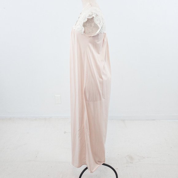 Vintage S Boho Lace Nightgown Maxi Dress Pink - Picture 5 of 12